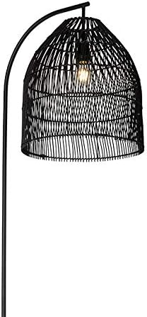 Qazqa QAZQA - Landelijke vloerlamp zwart met rotan - Sam | Woonkamer | Slaapkamer | Keuken - Staal Langwerpig - E27 Geschikt voor LED - Max. 1 x 40 Watt photo 3