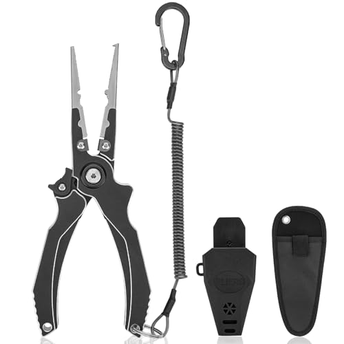 Aluminum Alloy Fishing Pliers, Corrosion Resistant,Multifunctional Hook Remover with 2...