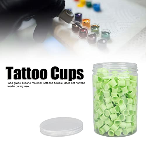 Disposable Tattoo Ink Cups, 300 Pieces, 12mm Silicone Pigment Color Containers, Green - Image 2