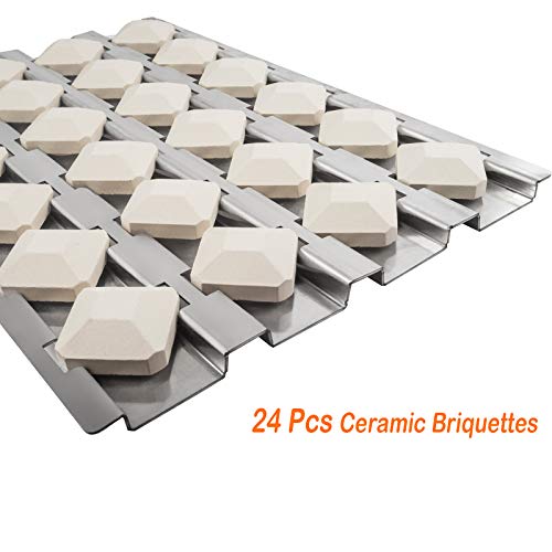 Bbq Future Stainless Steel Heat Plate Flame Tamer With 24Pcs Ceramic Briquettes Compatible Alfresco Alx2-30, Alx2-42, Alx2-56 Series Gas Grills #TOP2
