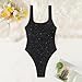 Womens Shimmering Bodysuit Sleeveless Sparkly One Piece Swimwear V Neck Glitter Halter Party Bodysuit 2026 Fashion Black Small