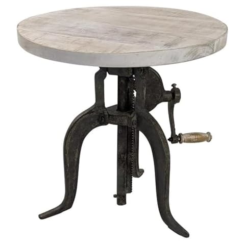 Carolina Classic Regan Adjustable Crank Accent Table in Driftwood/Aged Iron Cover