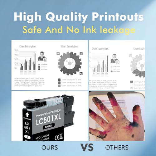 Image of LC501XL Black Ink Cartridges for Brother LC501 XL MFC-J1360DW(1 Black)