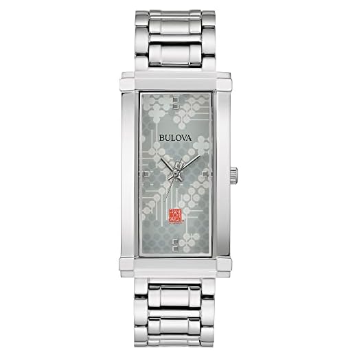 Bulova Ladies' Frank Lloyd Wright Stainless Steel 3-Hand Quartz, Rectangle Dial Style: 96L286