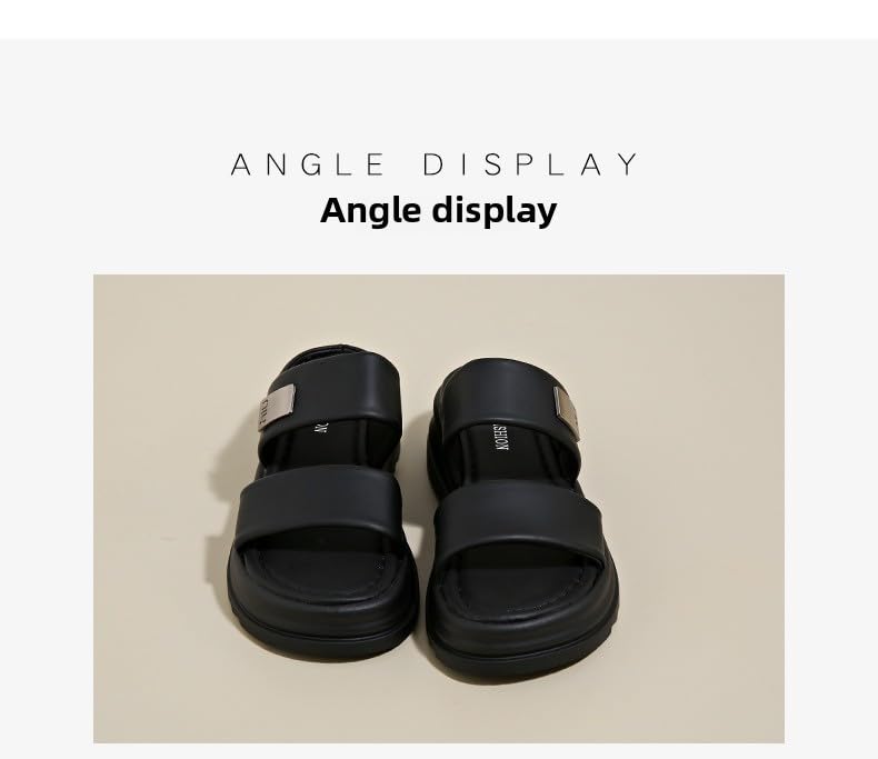 Fashion/Intellectuality/Trend/Modernity,2025 summer new muffin thick-bottomed metal buckle one-word drag Korean version of beach slippers women's summer large-size cool slippers4