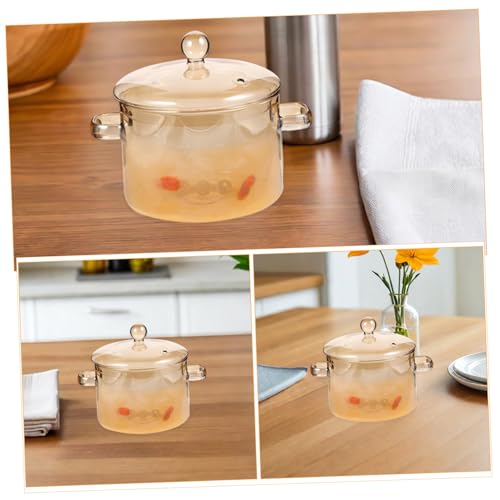 Marmite en verre borosilicate transparent avec couvercle Amosfun - 4