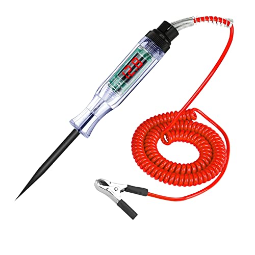 Comprobador de voltaje para coche con luz de control, lámpara de prueba de voltaje, comprobador de corriente, comprobador de corriente para coches, con pinza de cocodrilo, 6/12/24 V