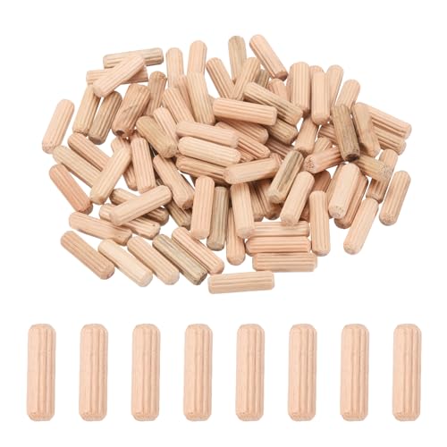 PATIKIL 95 Pcs Clavijas De Madera 1/4 x 3/4 Clavijas De Madera Estriadas Para Carpintería Muebles Proyectos DIY Manualidades Arte En Puertas