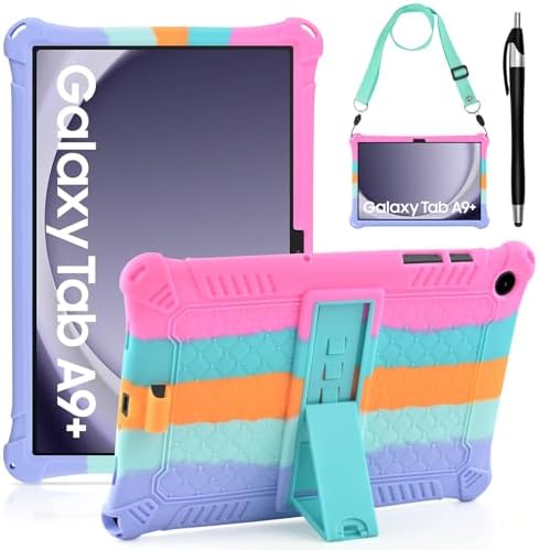 DETUOSI Silicone Case for Galaxy Tab A9 Plus 11 inch 2023, Dazzling Pink