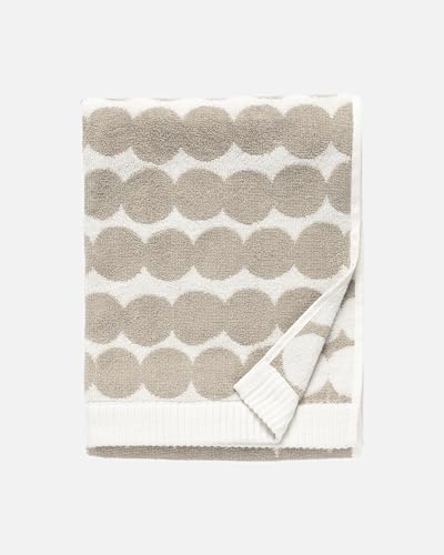 MARIMEKKO Räsymatto テリーコットンハンドタオル(アイボリーとベージュ) – 水玉模様のハンドタオル – 71.1 cm x 50.8 cm