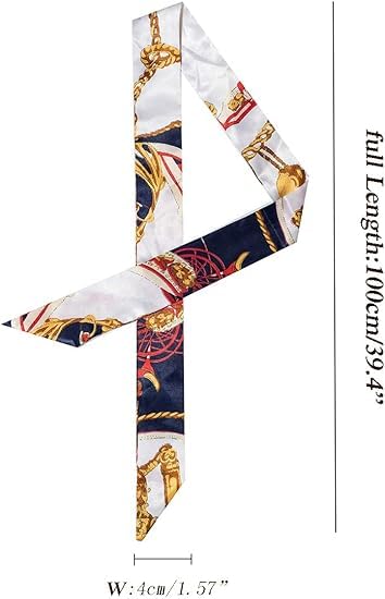 6PCS Handbag Head Scarf for Women Hair Purse Bag Silky Neck Scarves Gifts 39.4"x1.57"2