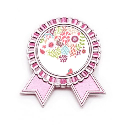Broche rose fleurs et oiseaux en métal taille M pour femme