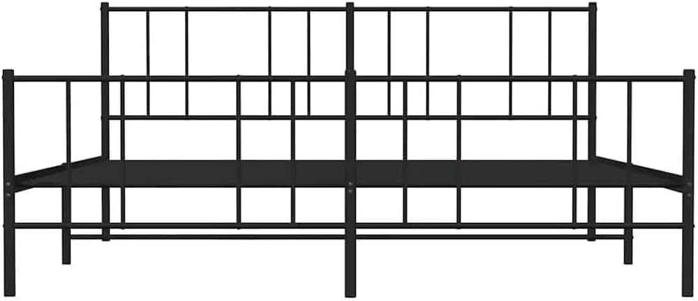 vidaXL 12 Inch California King Metal Bed Frame with Headboard & Footboard, No Box Spring Needed, Noise Free Platform Bed Frame with Steel Slats, Easy Assembly, Under Bed Storage, Minimalist, Black