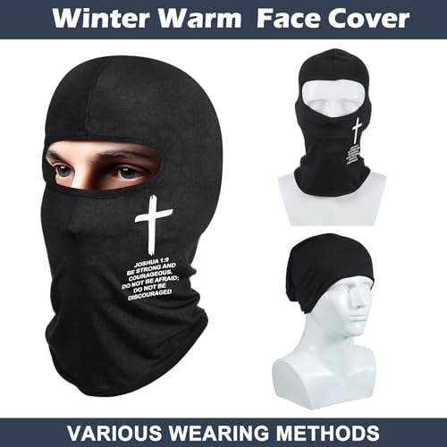 Shyyween 4 Pcs Football Cross Ski Mask Full Face Mask Cover Faith Christian Balaclava Face Cover for Men Women Outdoor Sports (Joshua 1:9)