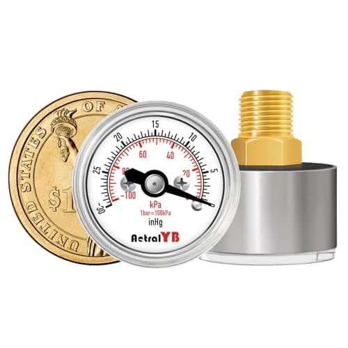 1inch Vacuum Pressure Gauge, 30Inhg-0/-100Kpa-0,1" Dial, 1/8 NPT Back Mount,