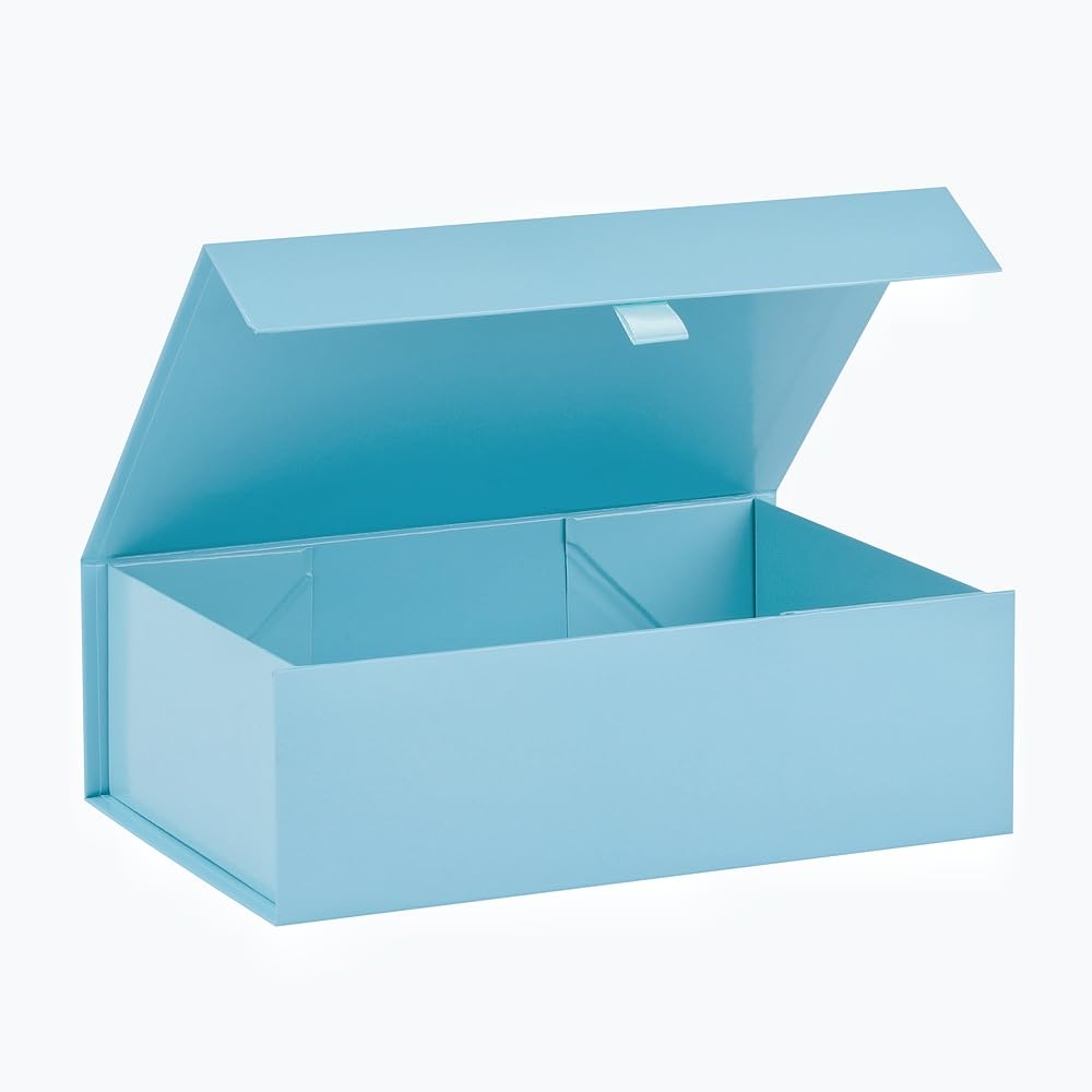 PLINJOY Elegant Rectangular Collapsible Gift Box with Lid, 10.8x7.5x3.5 Inches, Blue, Magnetic Closure, Perfect for Gifts and Special Occasions โ image 1