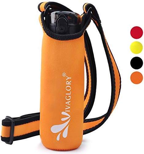 VIVAGLORY Neoprene Water Bottle Holder for Walking, with Adjustable Shoulder Strap, Fits Bottle with Diameter in 7.1-8.2cm