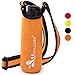 VIVAGLORY Neoprene Water Bottle Sling, Water Bottle Holder for Walking & Running, Carrier with Adjustable Shoulder Strap, Crossbody & Over The Shoulder for Waterbottle, S, Orange