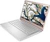 HP Chromebook 14a-na0702ds Laptop HD de 14 pulgadas, Intel Celeron N4120, 4GB RAM LPDDR4-2400 MHz, 128GB eMMC, Gráficos Intel UHD 600, Doble altavoz, Chrome OS, Notebook en Rosa Dorado Claro (Renovado) 4