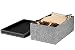 Creative Scents Black & White Herringbone Design Pattern Fabric Storage Box, Lidded Shelf-Storage Bin, Decorative Closet Organizer Basket + Faux Leather Lid