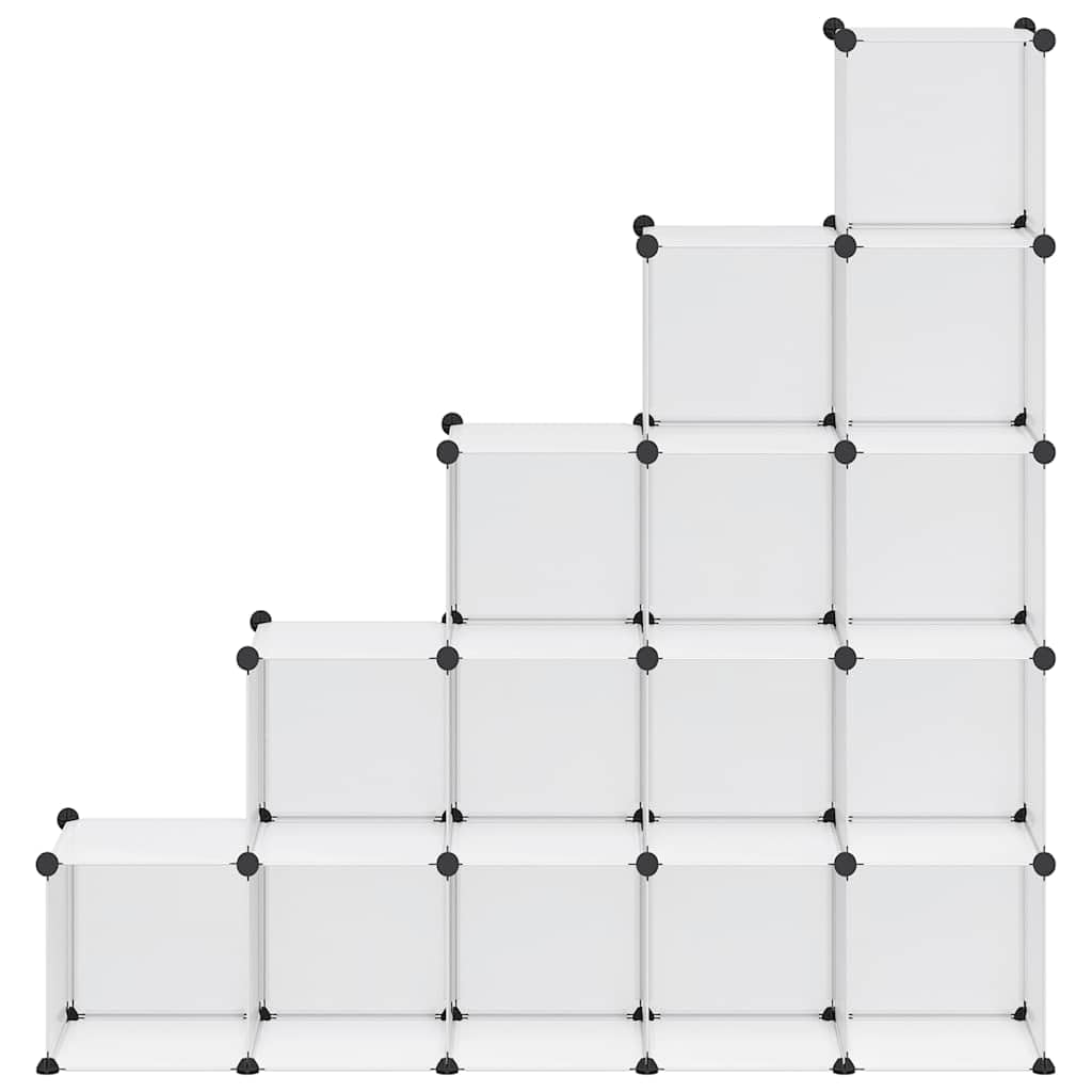 Generisch Estantería de cubo de polipropileno transparente con 15 cubos, estante de almacenamiento de paneles de plástico impermeable y marco de acero resistente, fácil de montar con martillo de
