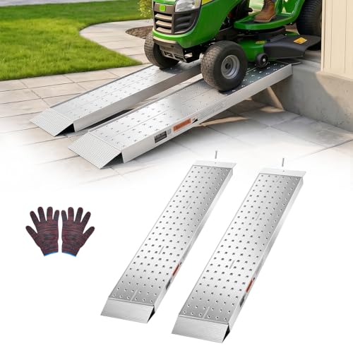 VEVOR Aluminum Trailer Ramps, 2PCS 55 x 12 in, Heavy-Duty ATV Ramp Set with Anti-Slip Plates, 3000LBS Combined Capacity Loading Ramps for Motorcycles, Lawn Mowers, Farm Tractors, Carts