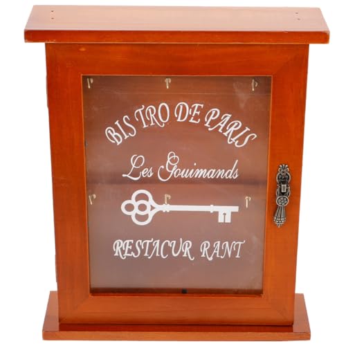 jojofuny Armario Porta Llaves con Puerta de Panel de Madera Maciza Vintage Adecuado para Decoración Navideña y Tallas de Ovejas, Montado en Pared o Obsequio de Cumpleaños