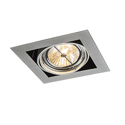 Qazqa - Recessed Spotlight I Downlight Square Aluminum - Oneon 111-1- - Design - Suitable for LED G53 | 1 Way Light - Steel Recessed Way Light - Suitable for Living Room I Kitchen I Bedroom I