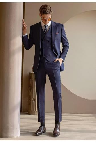 Suits for Men 3 Piece Slim Fit Double Breasted Suit for Men Formal Business Wedding Groom Tuxedos Set4