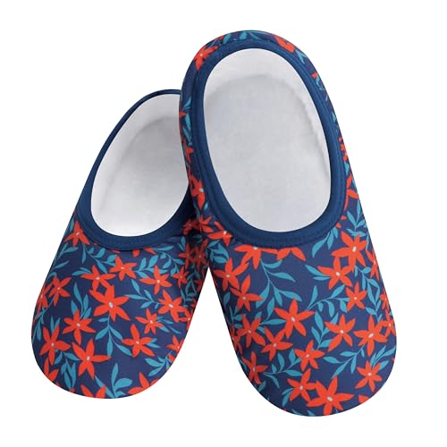 Image of Snoozies Garden Flowers Skinnies slipper socks for Women Non-Slip Lightweight Soft Sherpa Lining Foldable Travel