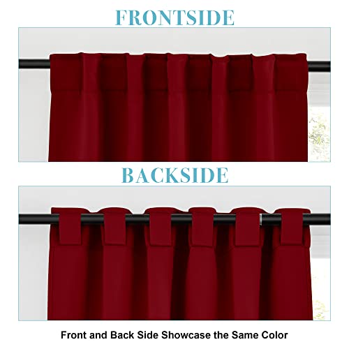 Image of RYB HOME Small Window Curtains - Blackout Insualting Privacy Curtains for Kids Bedroom Kitchen Bathroom Basement Cafe Cabinet Tiers Drapes, 34 Width x 24 Length, 2 Panels, Burgundy Red