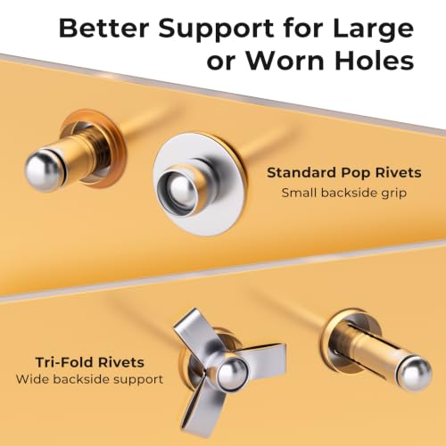 Image of INCLY Pop Rivets & Trifold Rivets Assortment Kit with Washers, 1200PCS | 14 Sizes Aluminum Rivets, 3 /32 inch, 1 /8 inch, 5 /32 inch, 3 /16 inch, 1 /4 inch, and 3 /16'' x 5 /8 inch Tri-Fold Rivets for Metal, Automotive, Kayak
