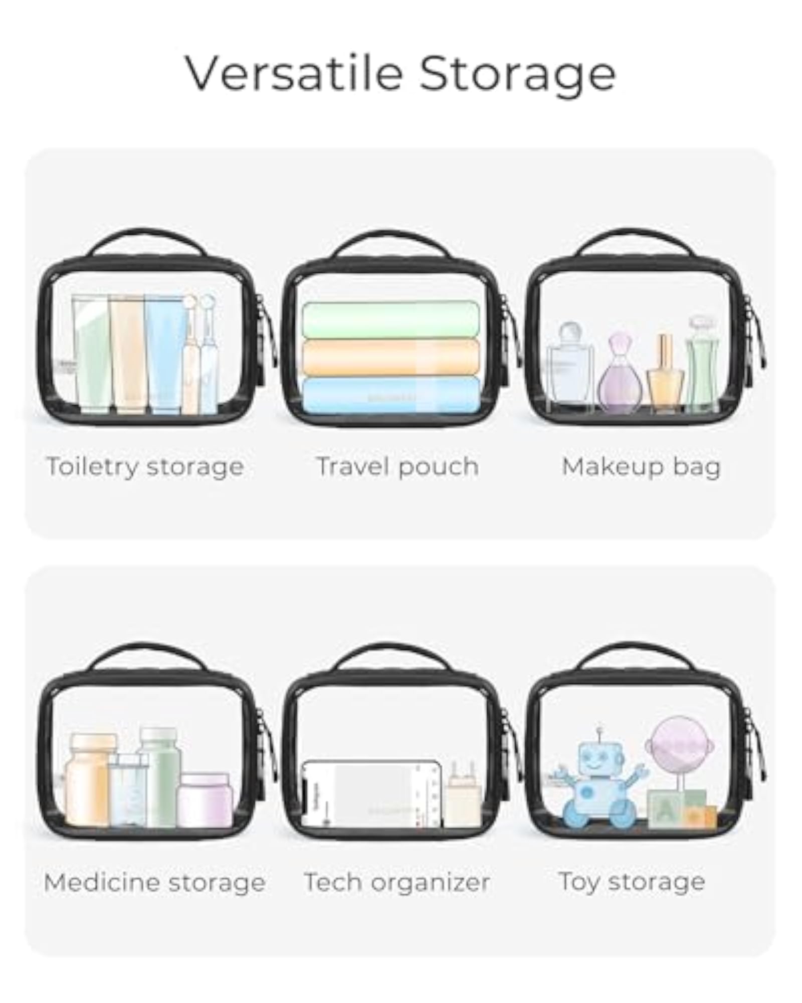 Clear TSA-Approved Toiletry Bag, Large Opening with Handle
