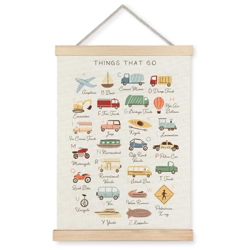 Supwhd Classroom Wall Decor, Vehicle Alphabet Wall Art Poster, Alphabet ABC Educational Poster Wall Art for Toddler Kids Room Playroom Classroom Preschool Decor, 12x16