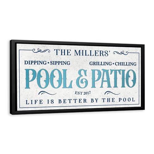 AWESOMETIK Personalized POOL and PATIO Canvas Signs - LIFE IS