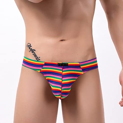 Mens Jockstrap Underwear Low Waist Striped U Convex Thong 4Pack2