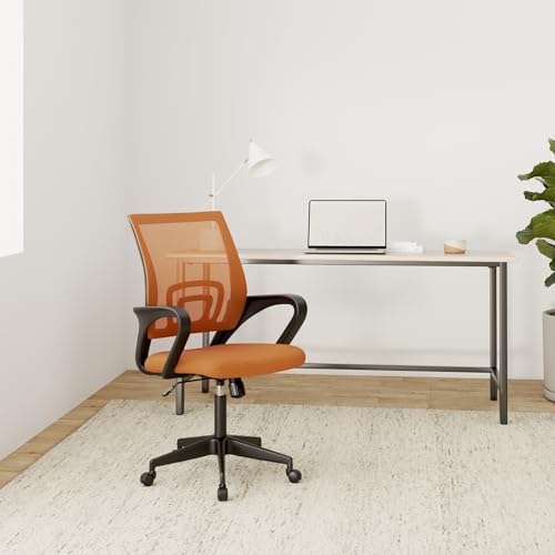 BestOffice | Ergonomic Office Chair | Mid-Back Swivel Desk Chair | Breathable Backrest & Lumbar Support | Adjustable Height | Sponge Seat | Rolling Wheels | Orange | for Adults & Women by BestOffice - Image 2