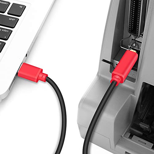 Tan QY Printer Cable 10Ft, USB 2.0 High Speed Gold-Plated Connectors Printer Scanner Cable Cord A Male to B Male for HP, Canon, Lexmark, Dell, Xerox, Samsung etc (10Ft, Red) - Thumbnail 4