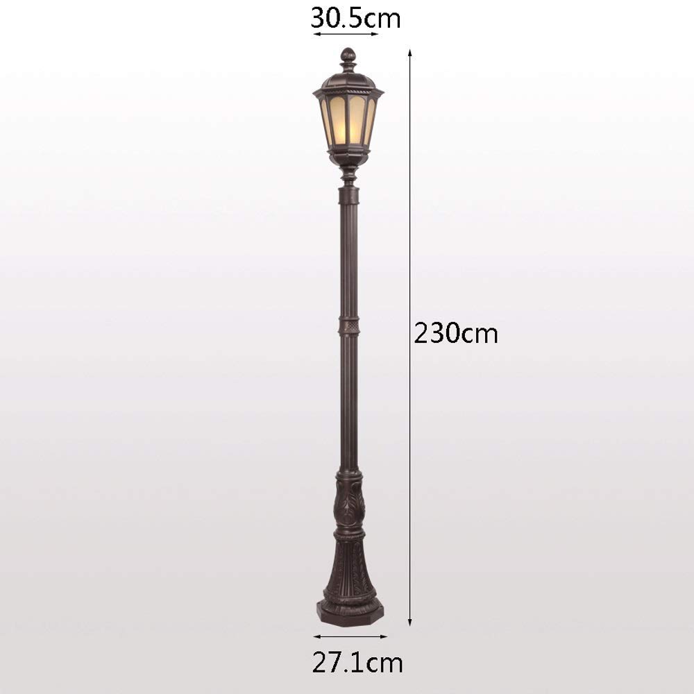 Lampada da cortile Lampada da esterno tradizionale antica in vetro per esterni Lanterna a palo alto 230 cm Lampada da colonna pressofusa impermeabile Lampada da giardino per prato da giardino Lampada