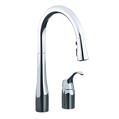 KOHLER 647-CP K-647-CP Simplice Pull Down Kitchen Faucet, 2-Spray Faucet, Kitchen Sink Faucet with Pull Down Sprayer, Polished Chrome