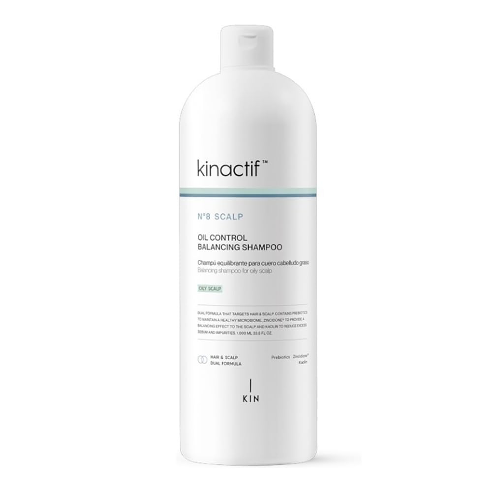 KIN Kinactif Nº8 SCALP Oil Control Balancing Shampoo 1000 ml | Shampoo equilibrante per cuoio capelluto grasso. | Pulizia profonda che regola il sebo in eccesso e purifica il cuoio capelluto.
