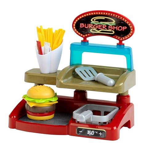 Theo Klein 7336 7336 Burger Station, Set Creativo con Hamburguesa, Patatas Fritas, kétchup y Cesta para freír, Juguete para niños a Partir de 3 años