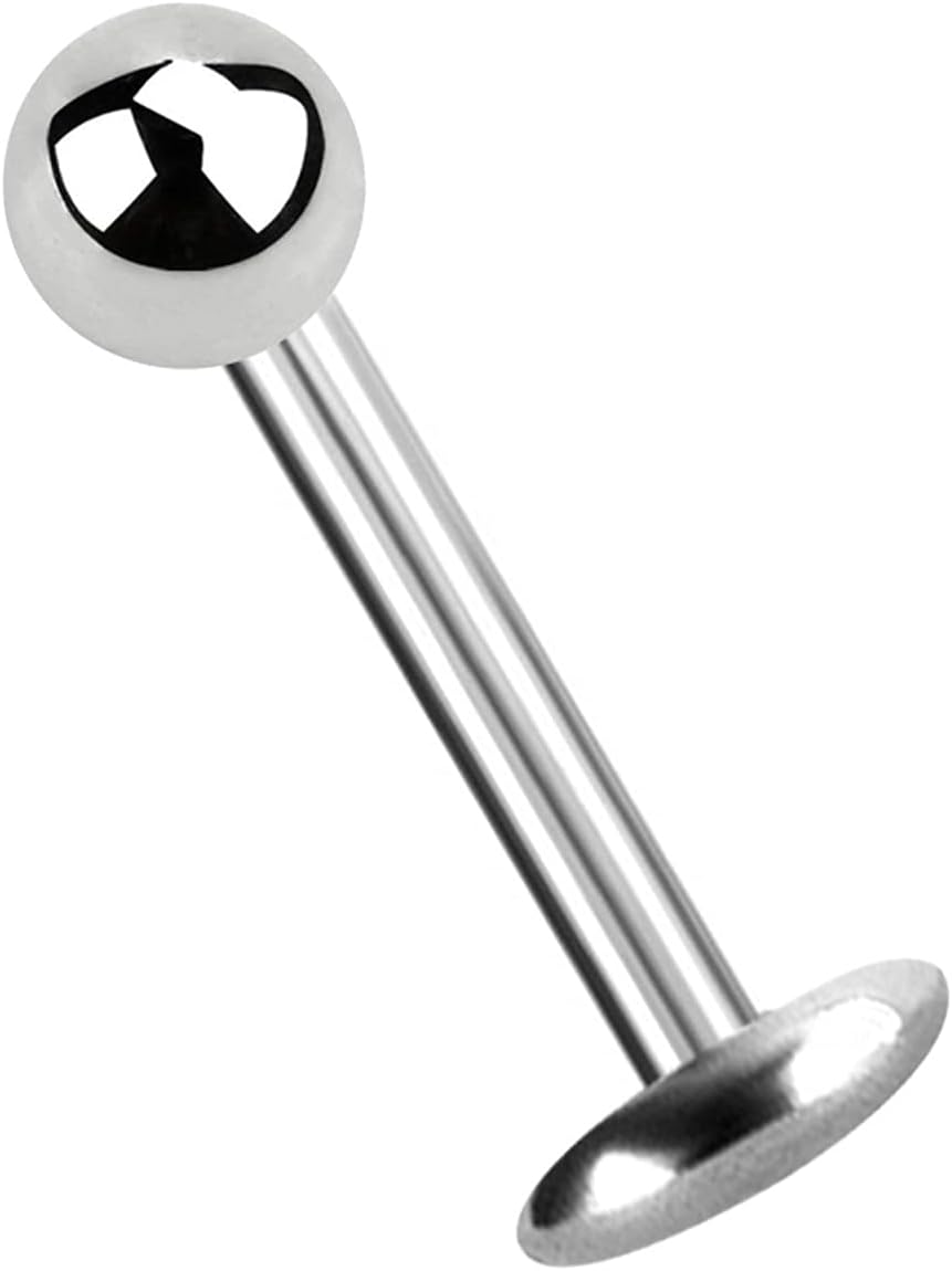 Titanium Piercing Labret Plug 5 MM Plate in 1,6 MM Strength with 4 MM Titanium Ball