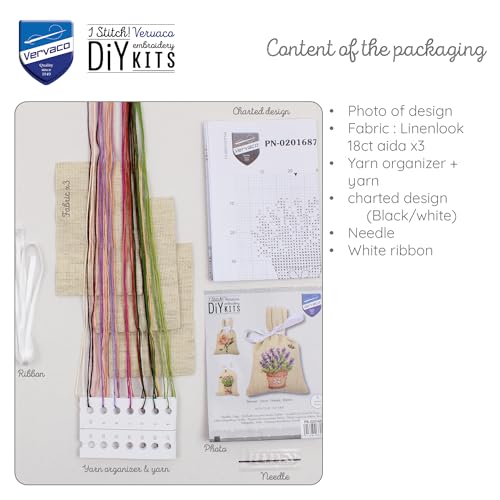 Kit Point de Croix Complet Cadeau DIY Idéal Ensemble Broderie 3 Sachets - 3