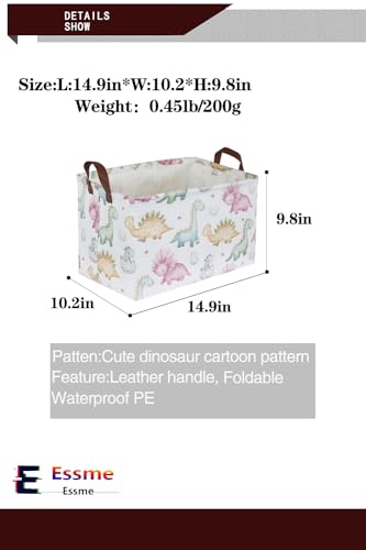 Image of Essme Dinosaur Baskets,Cute Basket ,Dinosaur Baskets with Handles for Dinosaur Room Decor, Clothes,Books Bins.(Cute Dinosaur )
