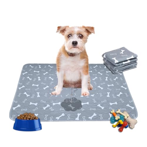 Image of MarV 2-Pack Washable Pee Pads for Dogs Non Slip Puppy Pads , Ultra-Absorbent Mats for Puppy Training, Multi-Use, Reusable Puppy Pads (Grey, S)