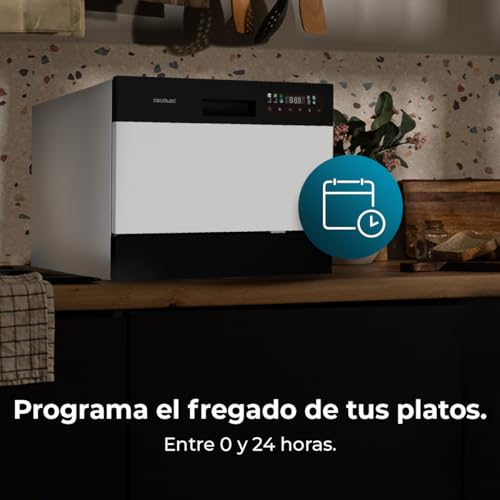 Cecotec Kompakter Geschirrspüler, freie Installation, 6 Gedecke, Bolero Aguazero 2300, 6 Gedecke, 8 Programme, Klasse D, Colour Touch Panel, Machine Care, Delay Start, Pre-Wash-Funktion, Dry+, Germ 10 Cecotec Kompakter Geschirrspüler, freie Installation, 6 Gedecke, Bolero Aguazero 2300, 6 Gedecke, 8 Programme, Klasse D, Colour Touch Panel, Machine Care, Delay Start, Pre-Wash-Funktion, Dry+, Germ