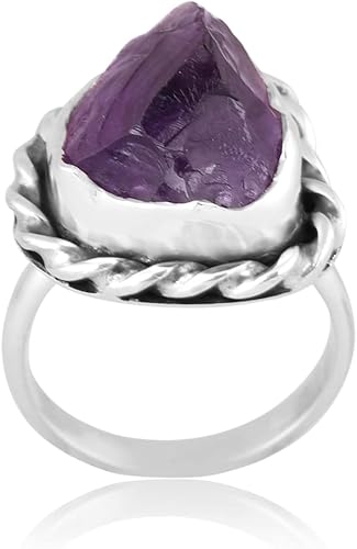 Miniatura 21 de Anillo trenzado de plata esterlina 925 con piedras preciosas crudas para mujer, joyería hecha a mano