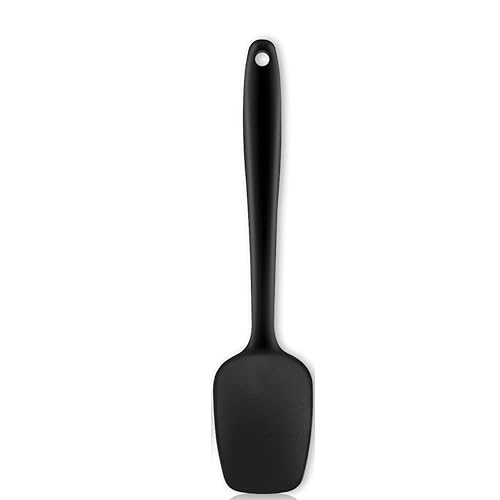 Silicone Spatula Spoon, 11.2" Heat Resistan Rubber Spoonula, Black Non-Stick