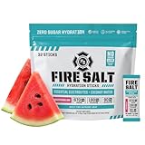 Fire Science Fire Salt Hydration Sticks, Electrolytes & Coconut Water, Hydration Drink Mix with Magnesium, Potassium & Sodium, Zero Sugar, Single Serve On The Go Packs, Watermelon Flavor, 32 Count
